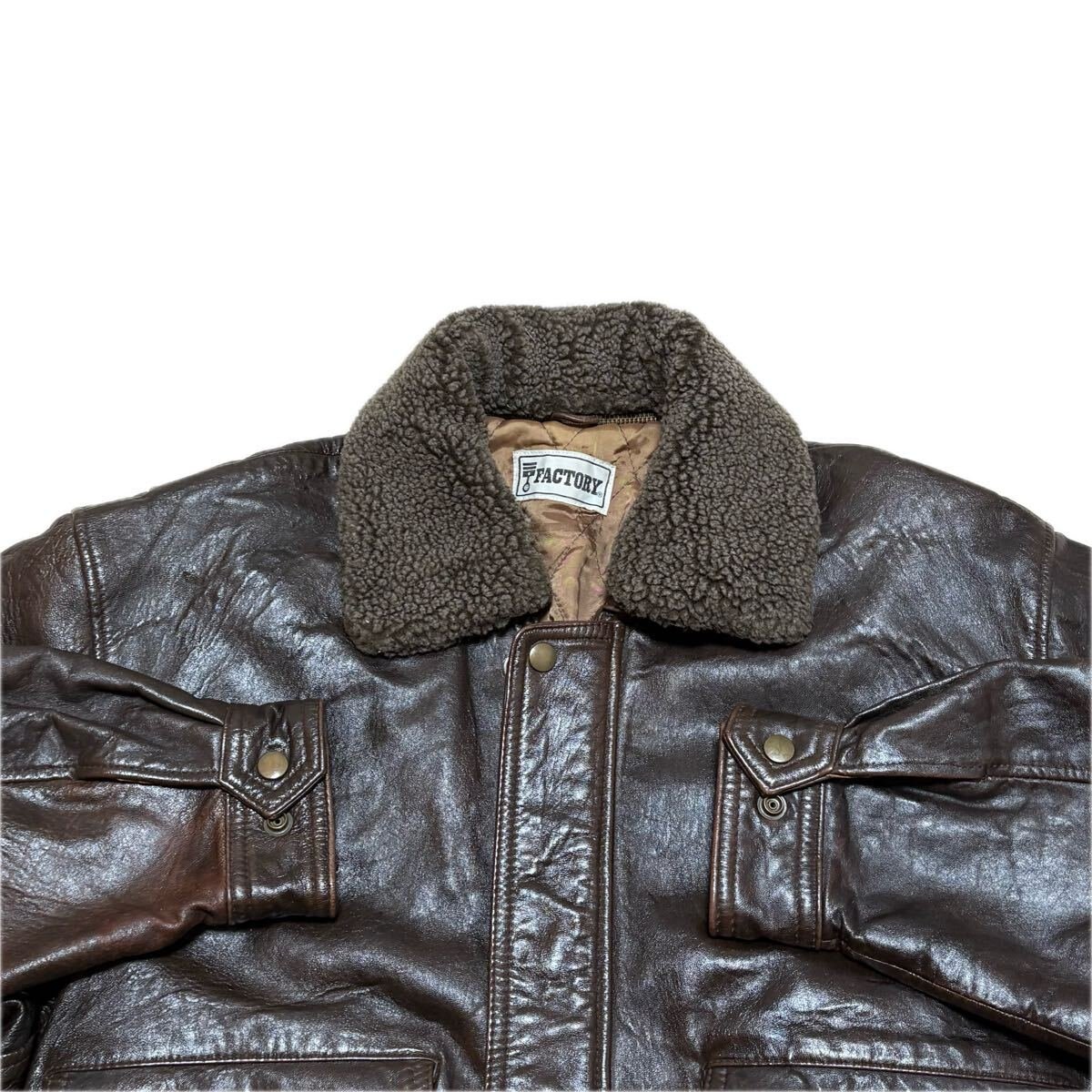 80s 90s ビンテージ フライトジャケット ブラウン レザージャケット L
