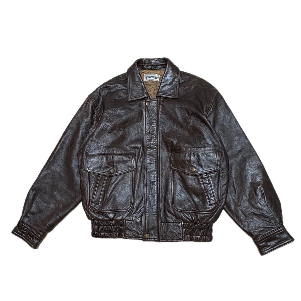 80s 90s ビンテージ フライトジャケット ブラウン レザージャケット L