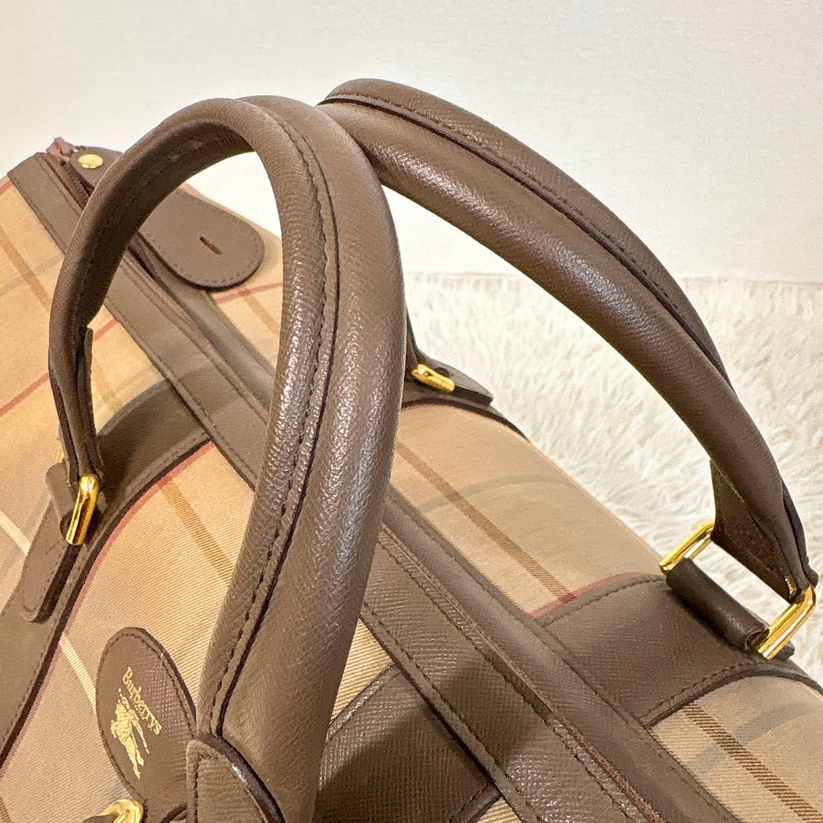 大容量】 Burberrys バーバリー ボストンバッグ チェックビンテージ 鍵