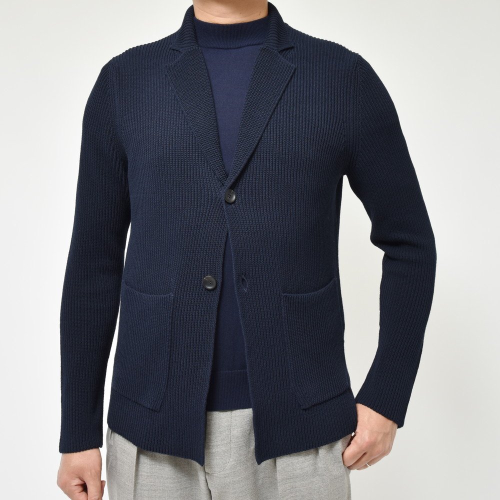 ZANONE（ザノーネ）7ゲージコットンクレープリブニットラペルド