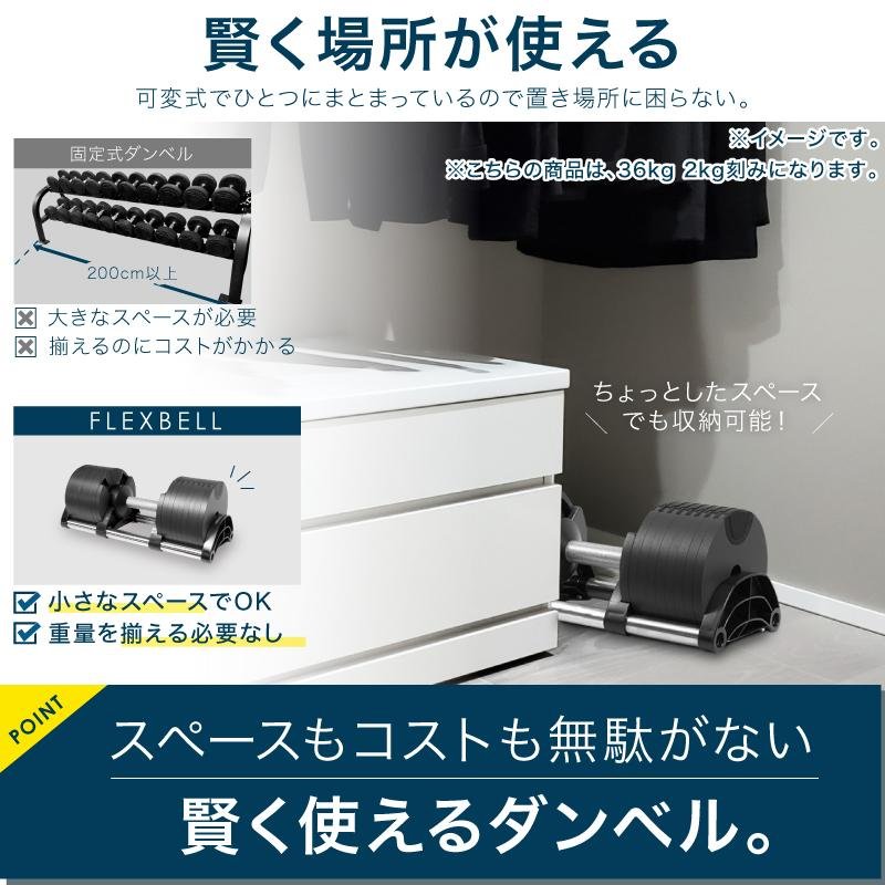レビュー投稿で2年保証） ダンベル フレックスベル 2kg刻み 32kg 2個