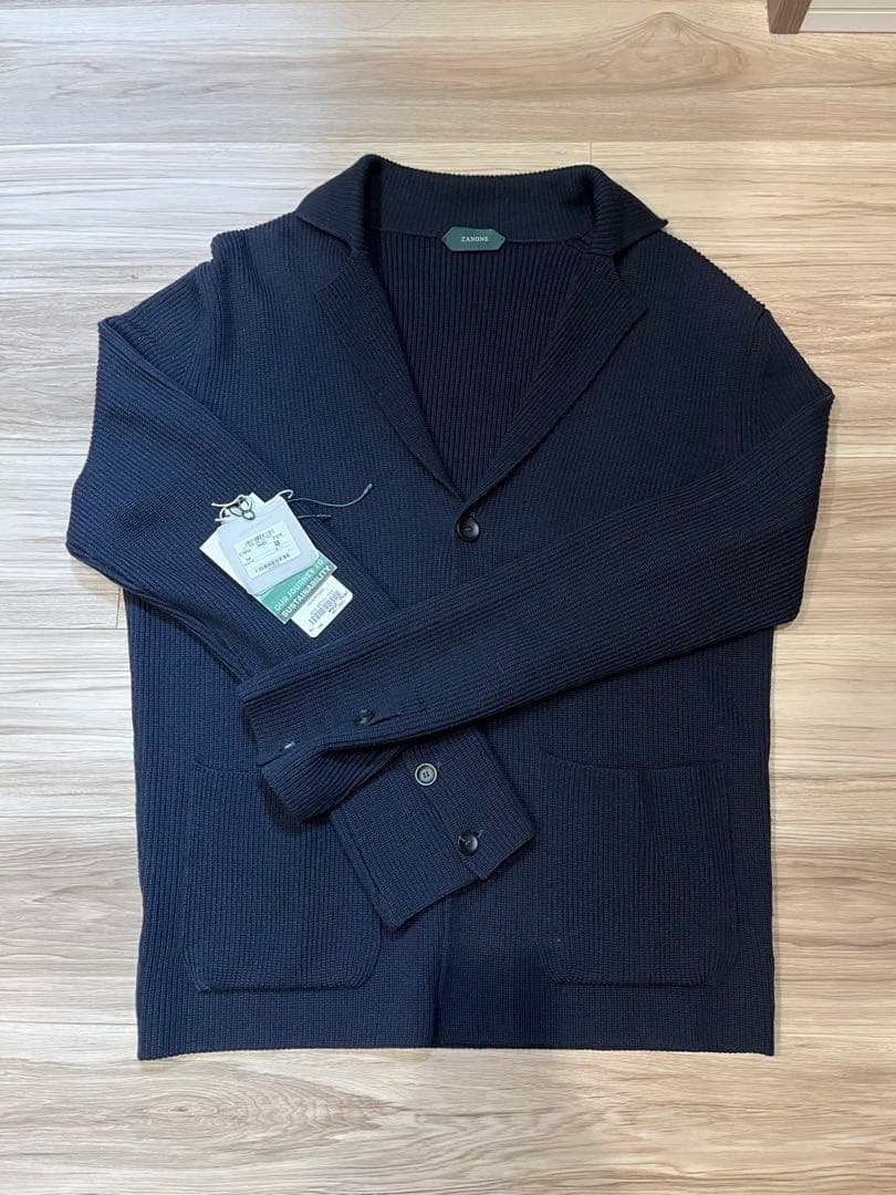 ZANONE GIACCA カーディガンジャケット　ネイビー　48サイズ ZANONE（ザノーネ）アイスコットンクレープカーディガンジャケット